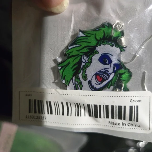 💖 Beetlejuice Earrings Halloween Costume Party Funny Jewelry Dress Up NEW Face - Picture 6 of 7